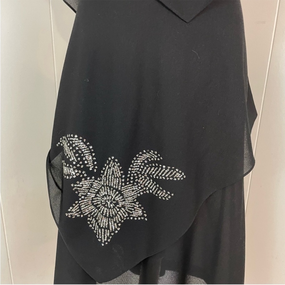 Vintage Dress Women’s L Short Flutter Sleeve Tiered Midi Glitter Flower - Picture 4 of 15